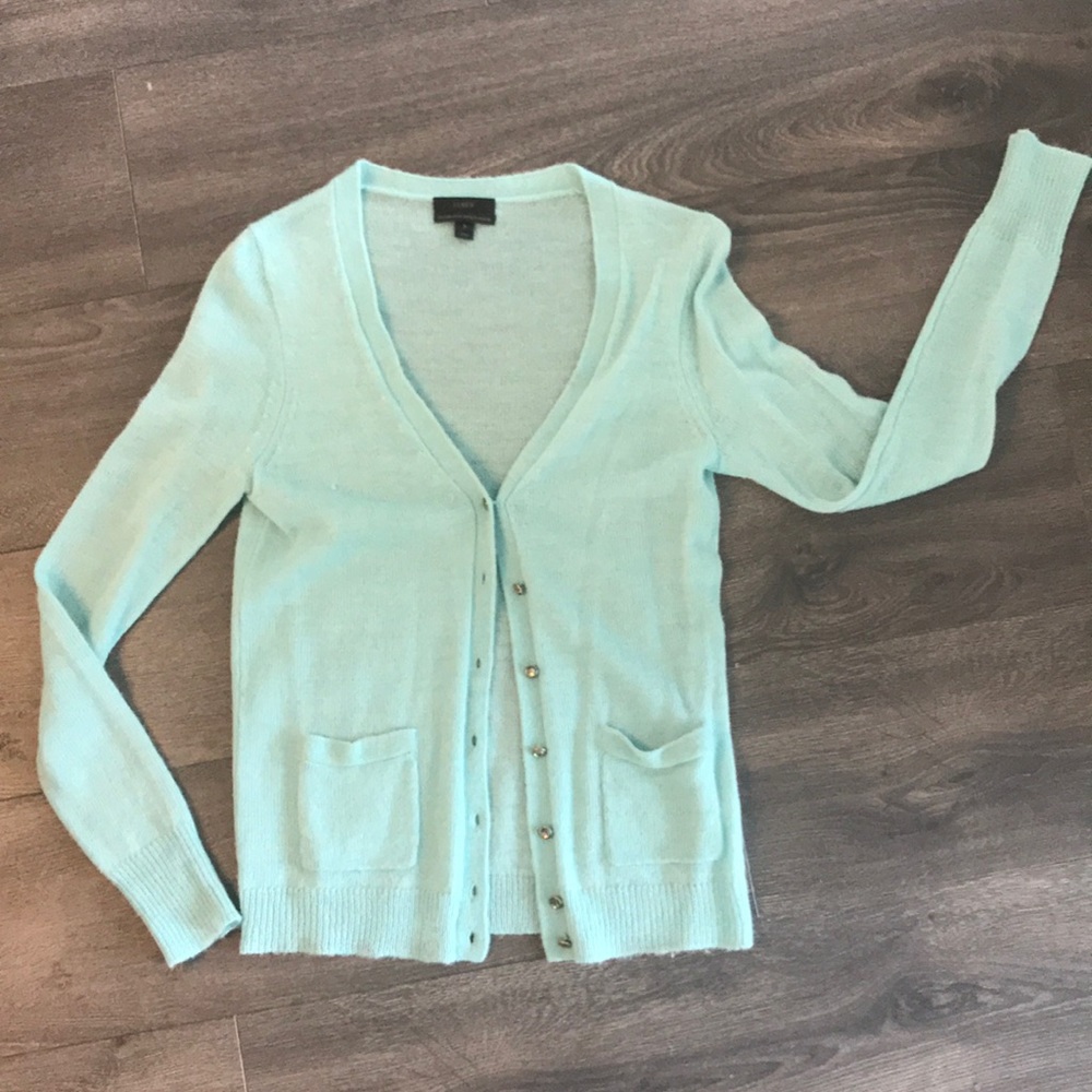 Small, Light teal, J. Crew Long Cardigan